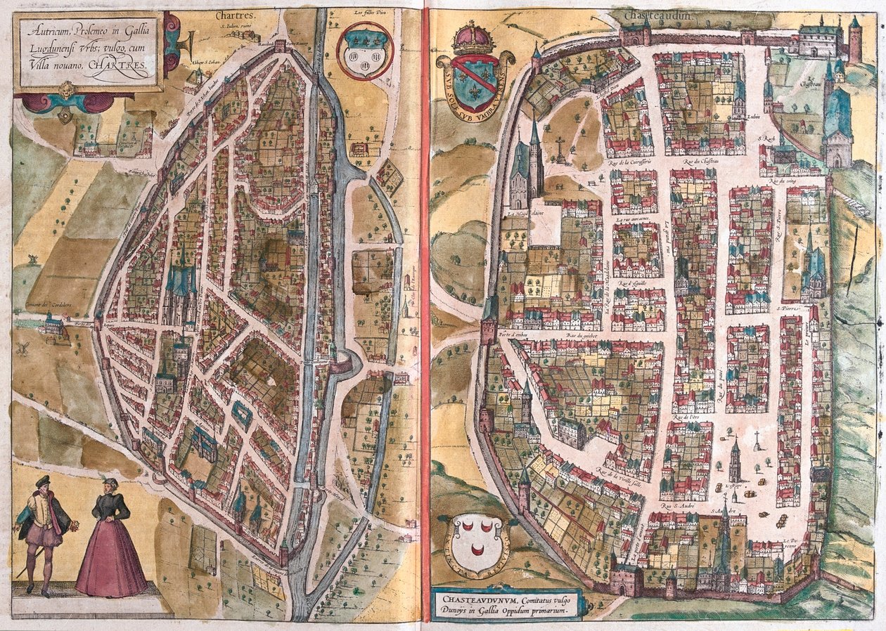 法国沙特尔，载于格奥尔格-布劳恩（Georg Braun）1617 年创作的《Civitates Orbis Terrarum》，科隆、 作者 乔治·布劳恩