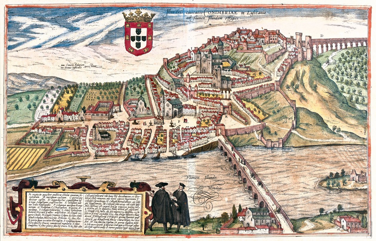 葡萄牙科英布拉 - 格奥尔格-布劳恩（Georg Braun）1617 年在科隆创作的 "Civitates Orbis Terrarum "中的作品 作者 乔治·布劳恩