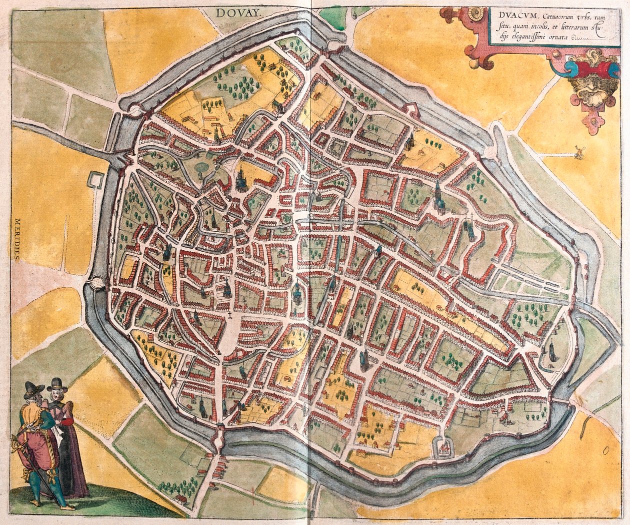 法国多瓦伊，载于格奥尔格-布劳恩所著的《Civitates Orbis Terrarum》，科隆，1617 年 作者 乔治·布劳恩