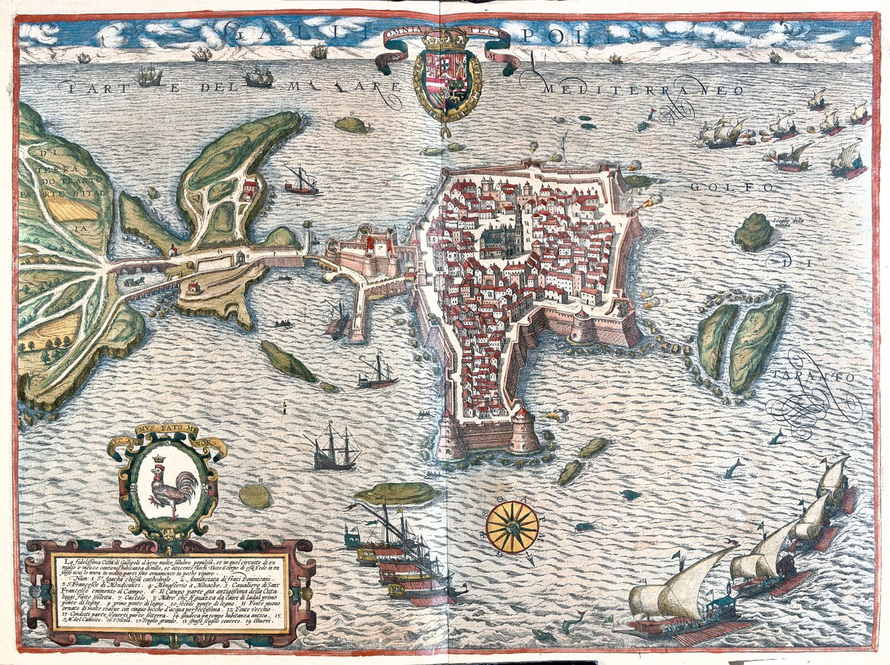 意大利加利波利 - 格奥尔格-布劳恩（Georg Braun）1617 年创作的 "Civitates Orbis Terrarum"，科隆 作者 乔治·布劳恩