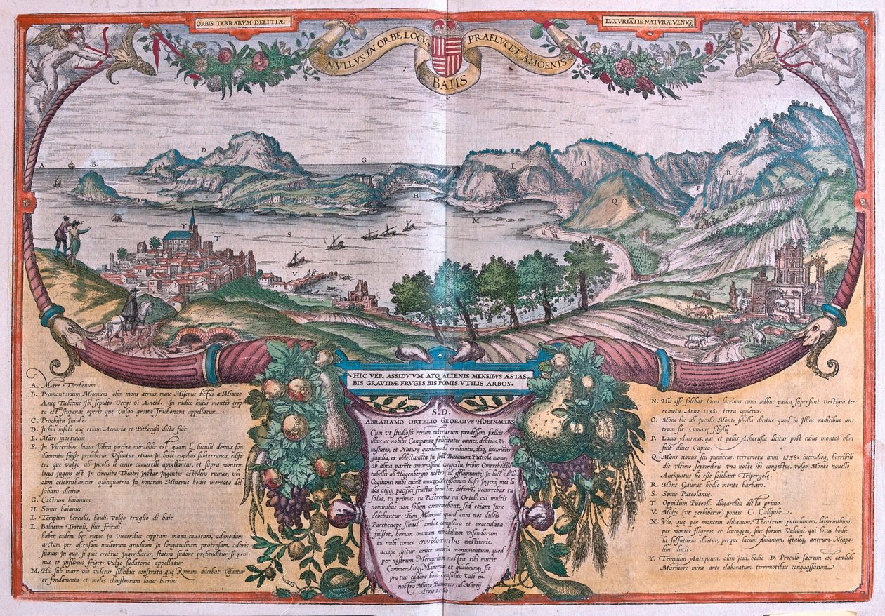 乔治-布劳恩（Georg Braun）1617 年在科隆创作的 "Civitates Orbis Terrarum "中的意大利巴伊亚湾、伊斯基亚和波佐利 作者 乔治·布劳恩