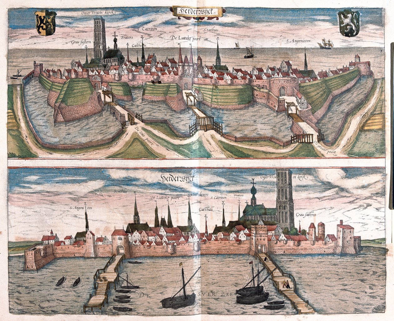 Harderwijk，艾瑟尔湖 - 荷兰 - 格奥尔格-布劳恩 1617 年创作的《Civitates Orbis Terrarum》中，科隆 作者 乔治·布劳恩