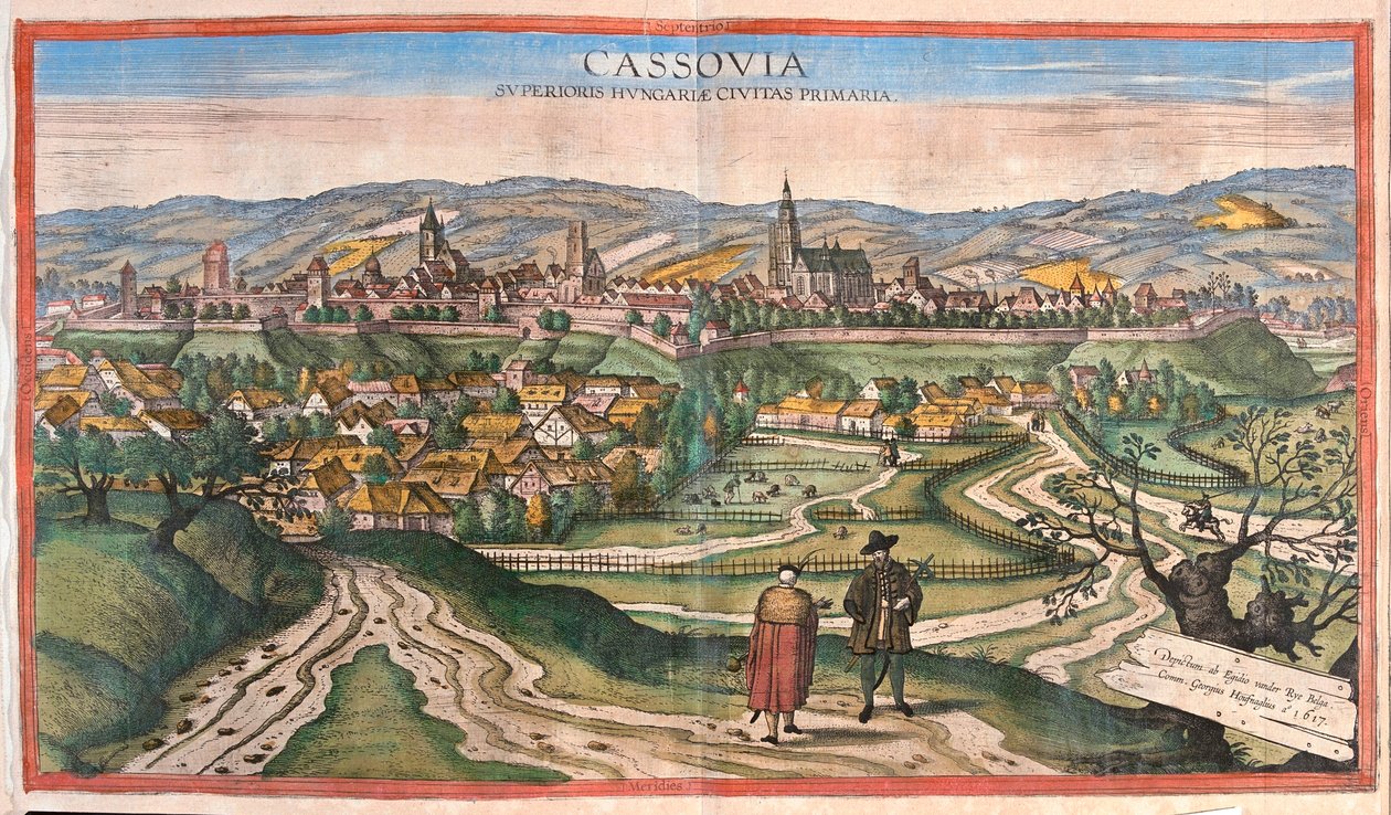 匈牙利科希策 - 格奥尔格-布劳恩（Georg Braun）1617 年在科隆创作的 "Civitates Orbis Terrarum "中的作品 作者 乔治·布劳恩