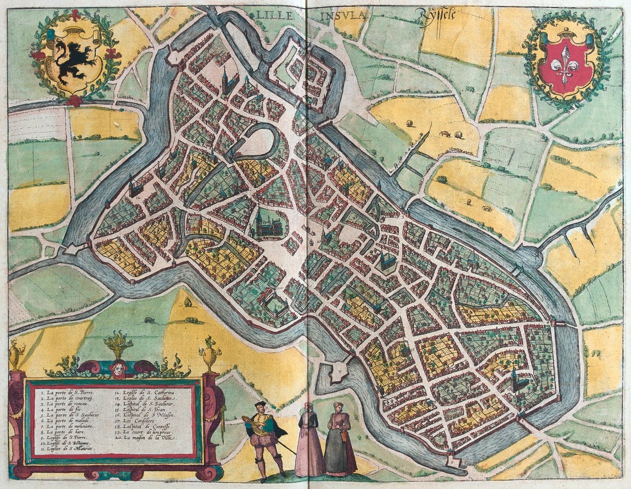 里尔岛，里瑟尔，法国，载于格奥尔格-布劳恩 1617 年创作的《Civitates Orbis Terrarum》，科隆 作者 乔治·布劳恩