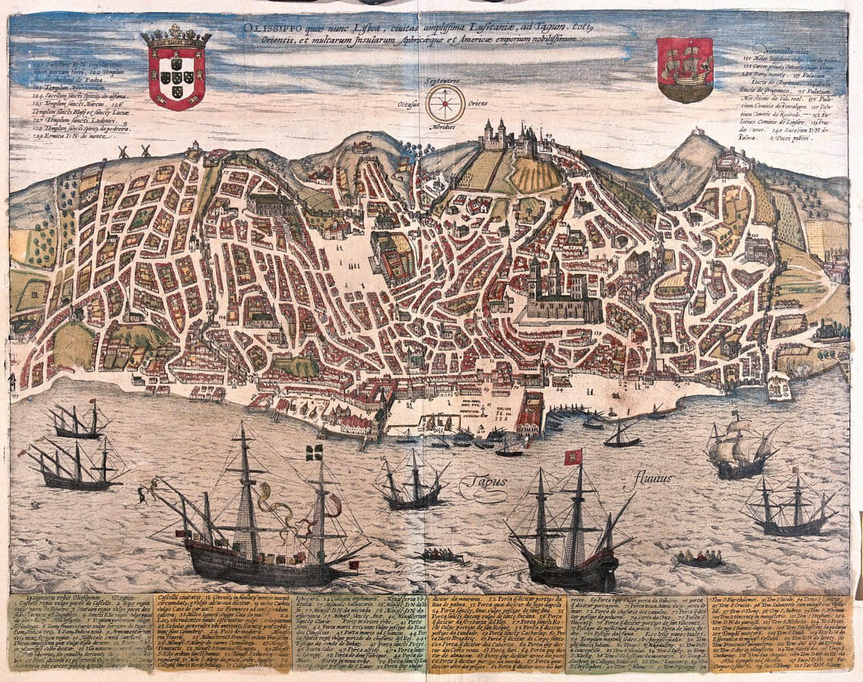 葡萄牙里斯本 - 格奥尔格-布劳恩（Georg Braun）1617 年在科隆创作的 "Civitates Orbis Terrarum "一书中 作者 乔治·布劳恩