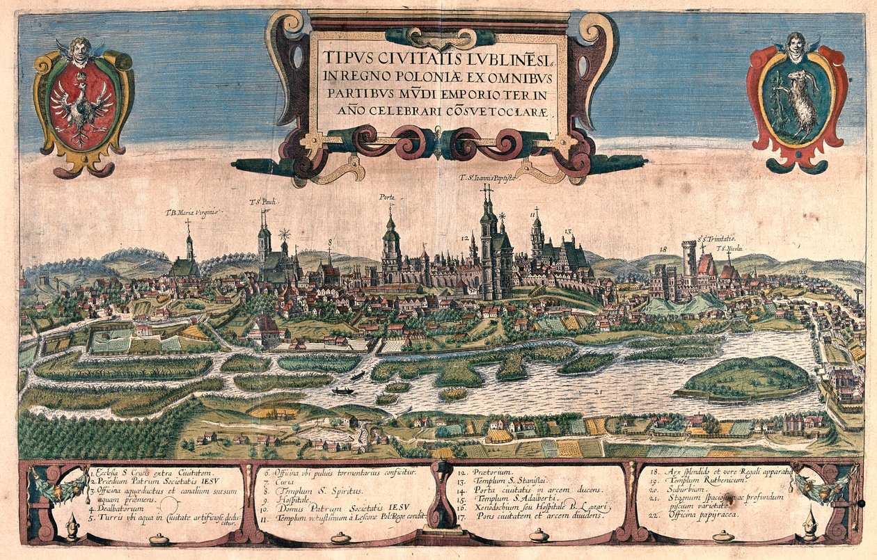 波兰卢布林 - 格奥尔格-布劳恩（Georg Braun）1617 年创作的 "Civitates Orbis Terrarum"，科隆 作者 乔治·布劳恩
