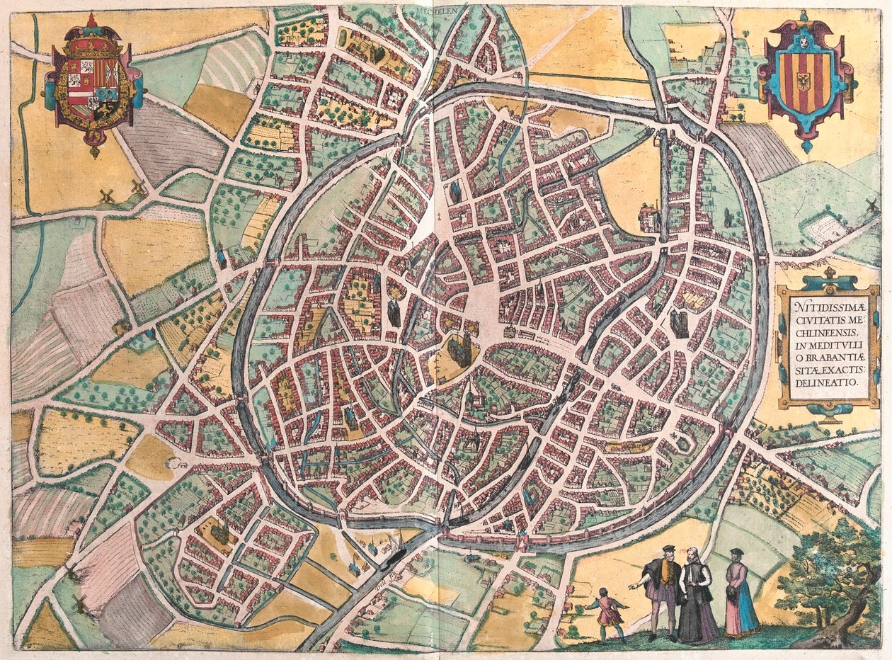 比利时梅赫伦，格奥尔格-布劳恩（Georg Braun）1617 年创作的 "Civitates Orbis Terrarum"，科隆 作者 乔治·布劳恩