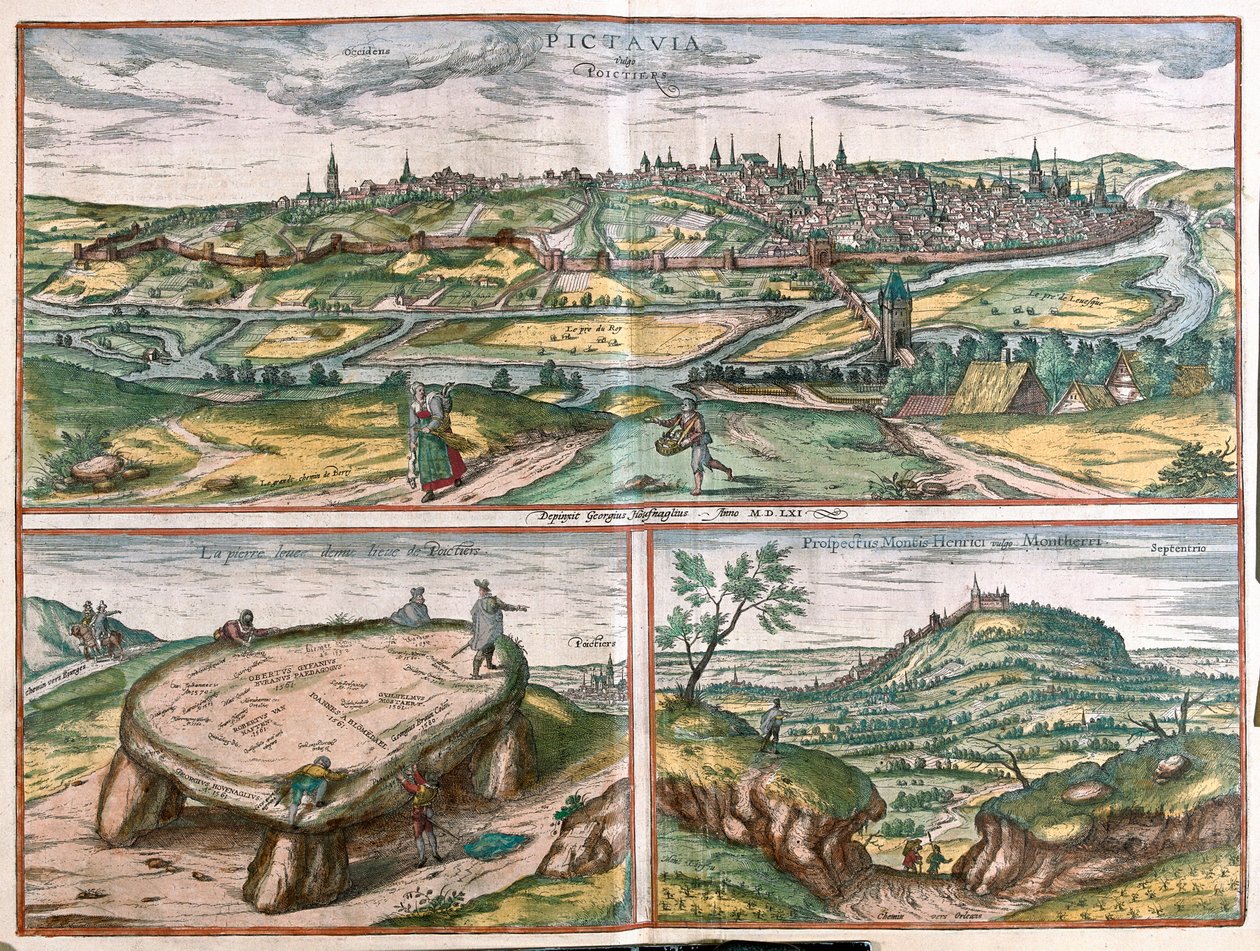 法国蒙彼利埃、图尔和普瓦捷--载于格奥尔格-布劳恩的《Civitates Orbis Terrarum》，科隆，1617 年 作者 乔治·布劳恩