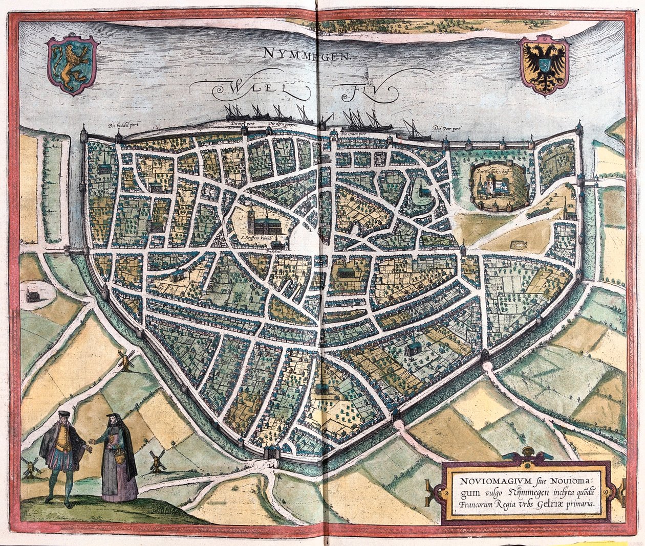 奈梅亨--荷兰，载于格奥尔格-布劳恩 1617 年创作的《Civitates Orbis Terrarum》，科隆 作者 乔治·布劳恩