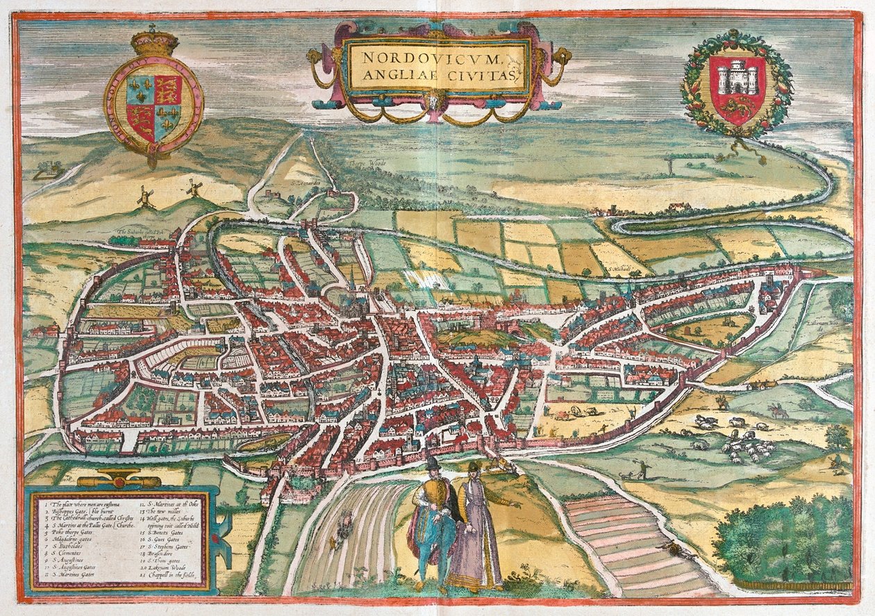 诺福克--大不列颠，载于格奥尔格-布劳恩撰写的《Civitates Orbis Terrarum》，科隆，1617 年 作者 乔治·布劳恩