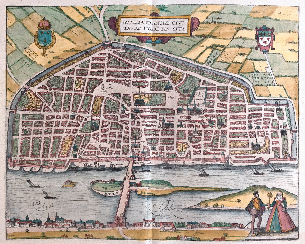 奥尔良--法国，载于格奥尔格-布劳恩所著《Civitates Orbis Terrarum》，科隆，1617 年 作者 乔治·布劳恩