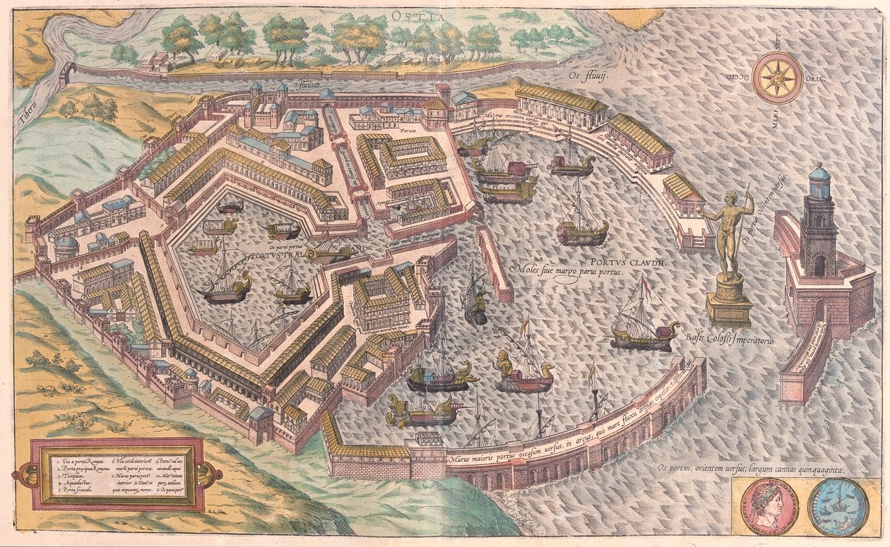 意大利奥斯提亚--载于格奥尔格-布劳恩 1617 年创作的《Civitates Orbis Terrarum》，科隆 作者 乔治·布劳恩