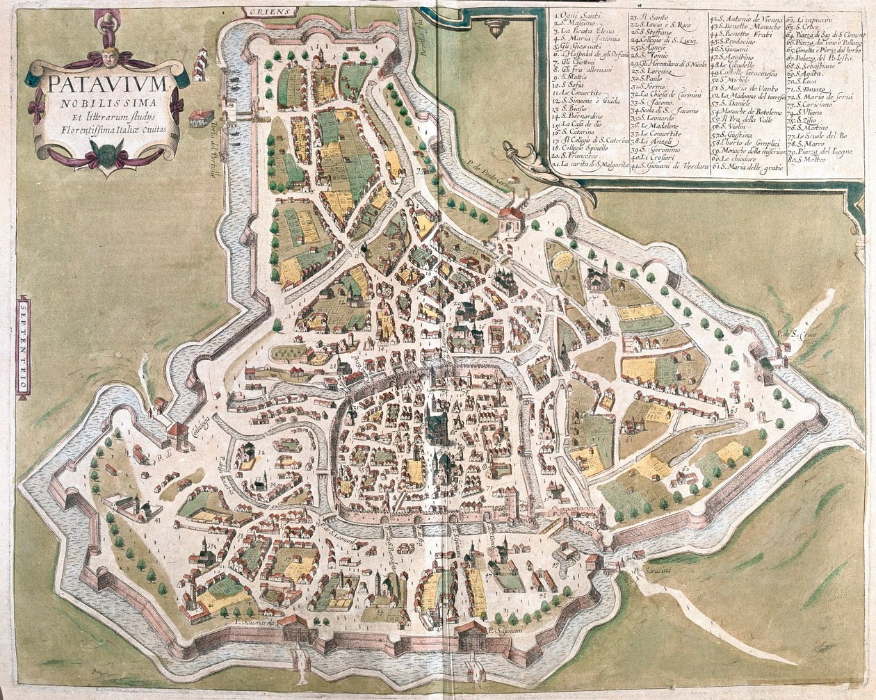 意大利帕多瓦 - 格奥尔格-布劳恩 1617 年在科隆创作的 "Civitates Orbis Terrarum "一书中 作者 乔治·布劳恩