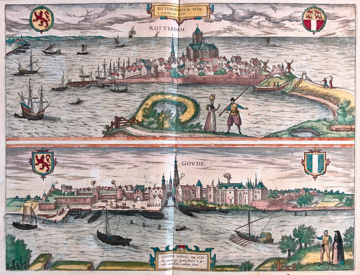 荷兰鹿特丹和高达 - 格奥尔格-布劳恩（Georg Braun）1617 年创作的 "Civitates Orbis Terrarum"，科隆 作者 乔治·布劳恩