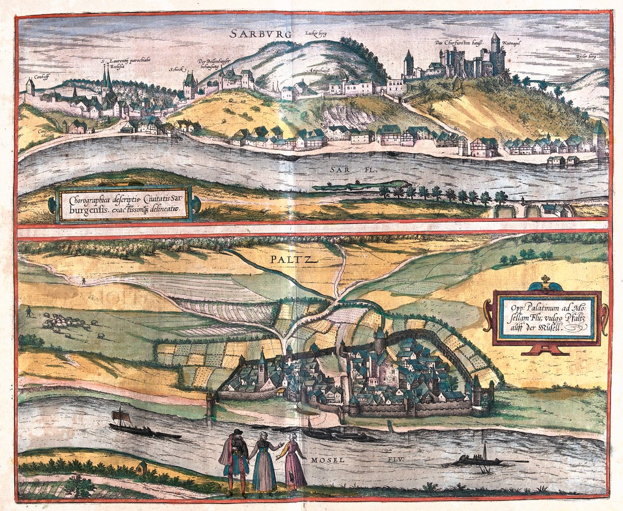 德国萨尔堡，普法尔茨尔 - 格奥尔格-布劳恩（Georg Braun）1617 年创作的 "Civitates Orbis Terrarum"，科隆 作者 乔治·布劳恩
