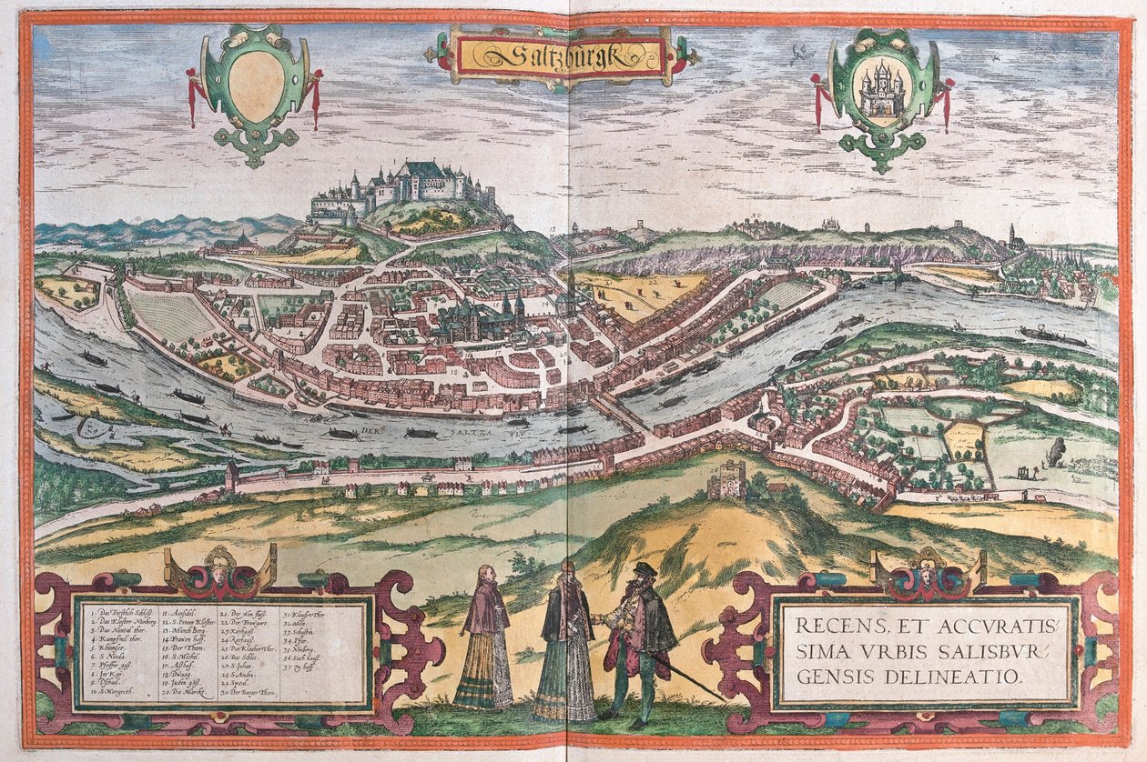德国萨尔茨堡 - 格奥尔格-布劳恩（Georg Braun）1617 年创作的 "Civitates Orbis Terrarum"，科隆 作者 乔治·布劳恩