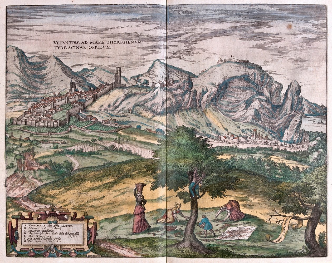 意大利泰拉西纳--载于格奥尔格-布劳恩 1617 年创作的《Civitates Orbis Terrarum》，科隆 作者 乔治·布劳恩