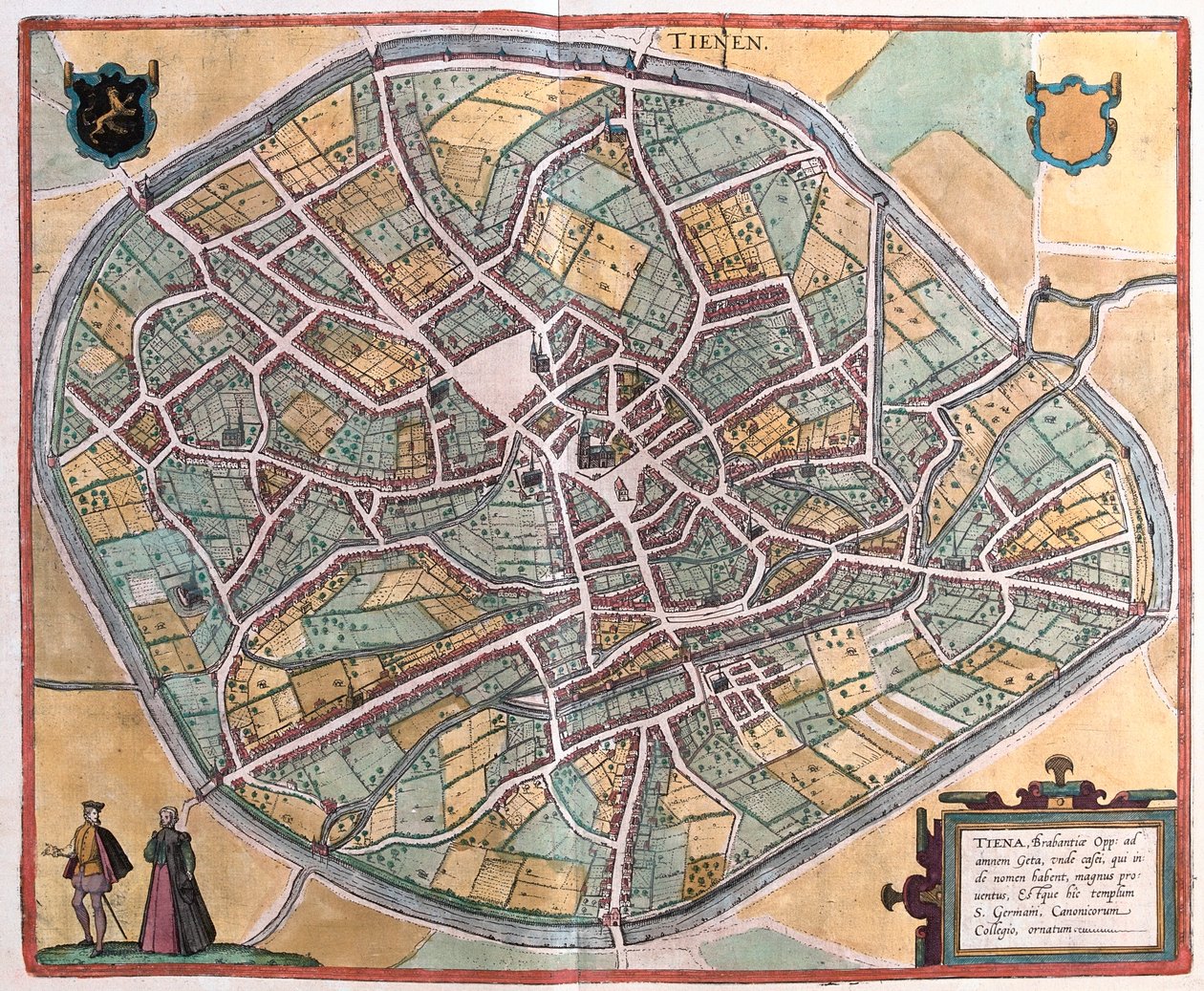 比利时蒂安恩，载于格奥尔格-布劳恩（Georg Braun）1617 年创作的 "Civitates Orbis Terrarum"，科隆 作者 乔治·布劳恩