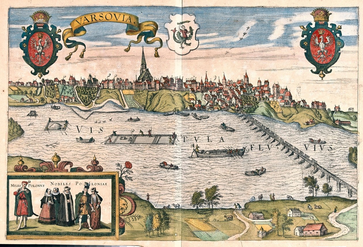 波兰瓦尔萨维亚--载于格奥尔格-布劳恩所著的《Civitates Orbis Terrarum》，科隆，1617 年 作者 乔治·布劳恩
