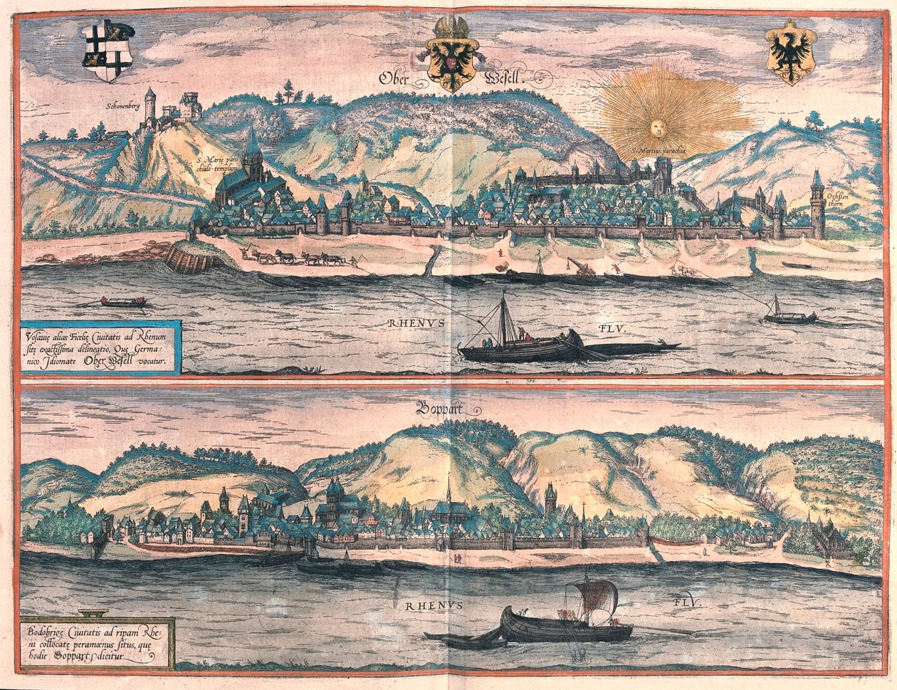 Vosavia (Ficelia) Oberwesel - 德国博帕德 - 载于 Georg Braun 1617 年创作的《Civitates Orbis Terrarum》，科隆 作者 乔治·布劳恩