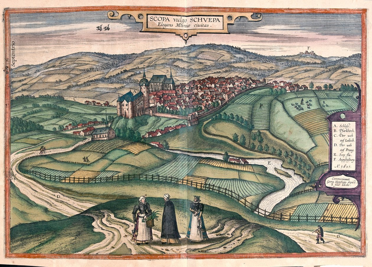 德国 Zschopau--载于 Georg Braun 1617 年创作的《Civitates Orbis Terrarum》，科隆 作者 乔治·布劳恩
