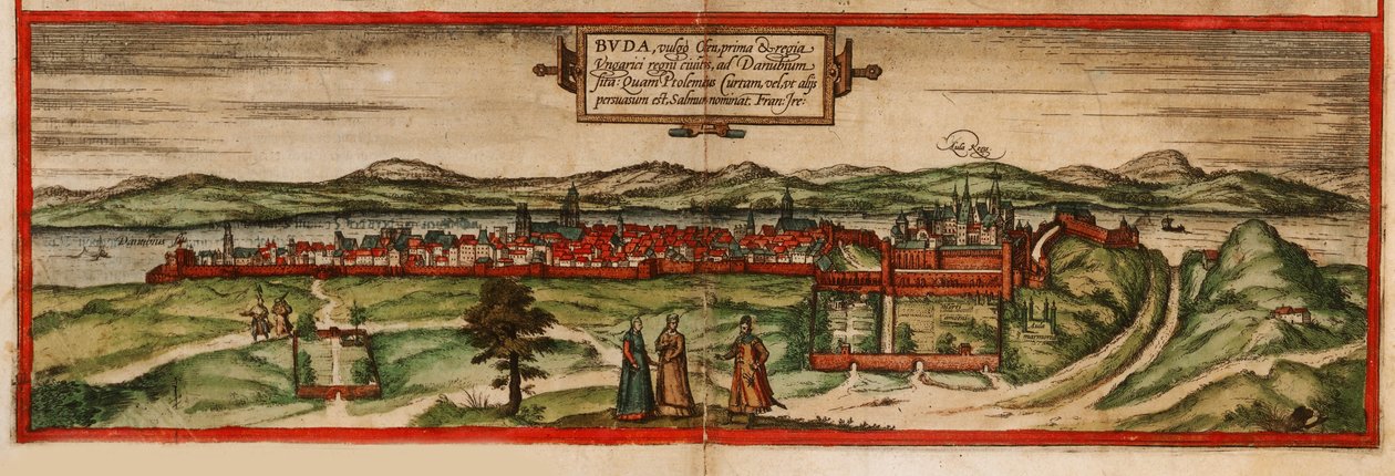 布达一般OFEN从地球上看，1572的城市 作者 乔治·布劳恩（Georg Braun）和弗朗兹·霍根伯格（Franz Hogenberg）