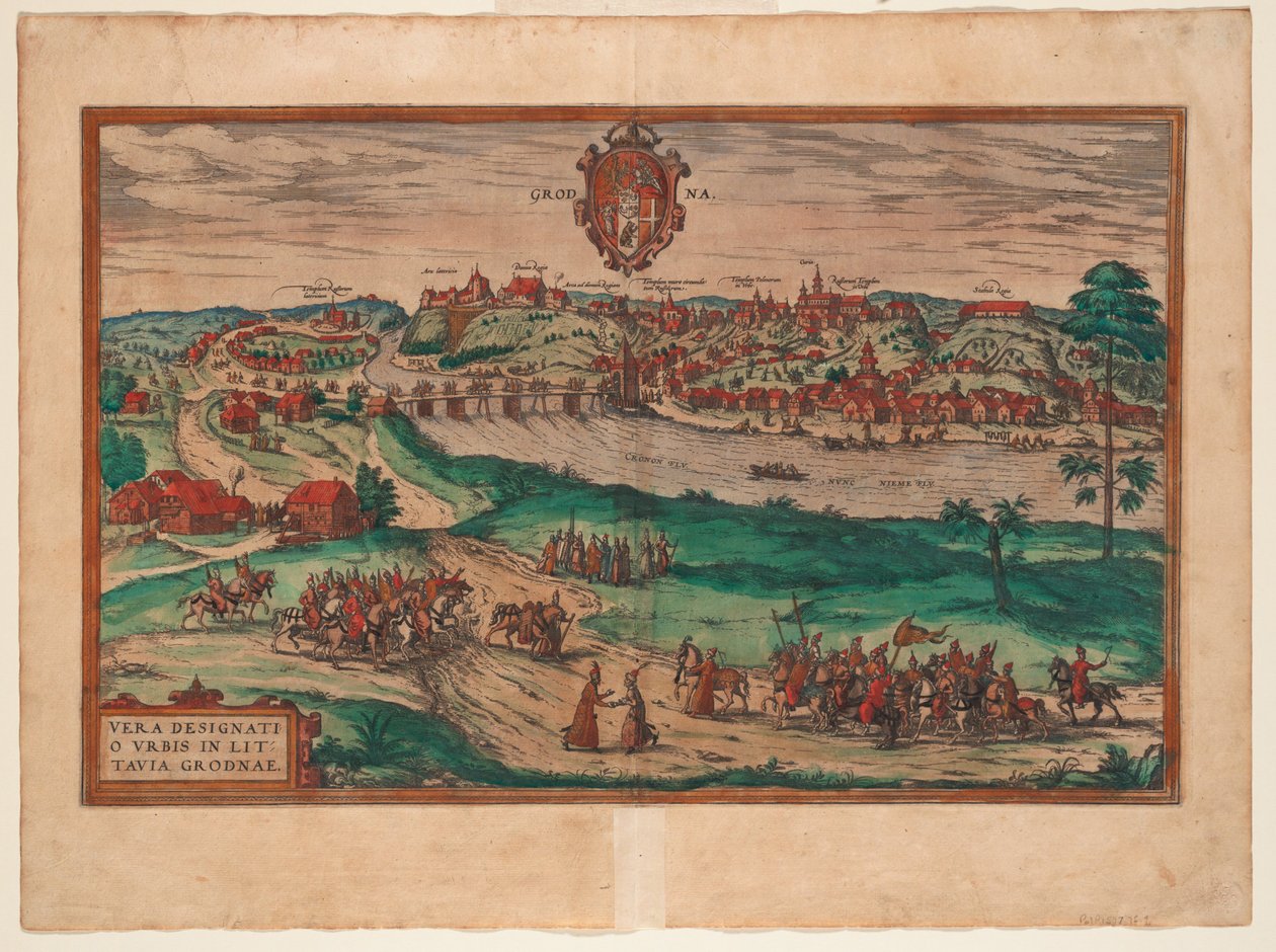 从地球上看，1577的城市格罗德诺 作者 乔治·布劳恩（Georg Braun）和弗朗兹·霍根伯格（Franz Hogenberg）