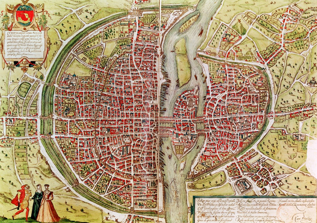 来自&39;Civitates orbis terrarrum&39;的巴黎地图，由Georg Braun（1541-1622）和Franz Hogenbergh（1540-92），法国，1572-1617 作者 乔治·布劳恩（Georg Braun）和弗朗兹·霍根伯格（Franz Hogenberg）