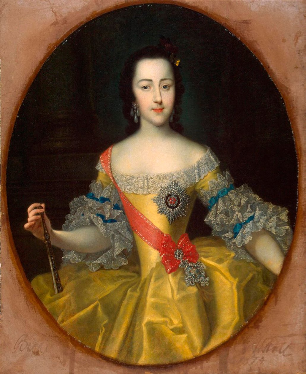 大公夫人叶卡捷琳娜-阿列克谢耶夫娜的肖像》，1729-1796，约1745年。 作者 乔治·克里斯托夫·格罗斯（Georg Christoph Grooth）