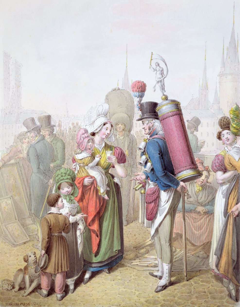 Pont Notre-Dame，1810（纸上写着） 作者 乔治·伊曼纽尔·奥皮兹
