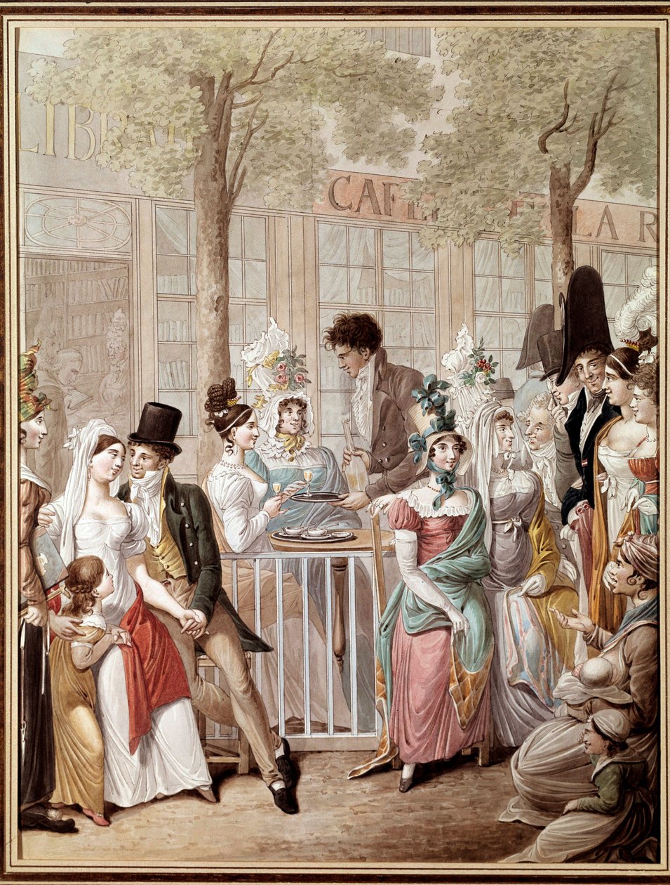 1814 年巴黎罗通德咖啡馆的露台。乔治·伊曼纽尔·奥皮茨（George Emanuel Opitz，1775-1841 年）的石版画。 巴黎，卡纳瓦莱博物馆 作者 乔治·伊曼纽尔·奥皮兹
