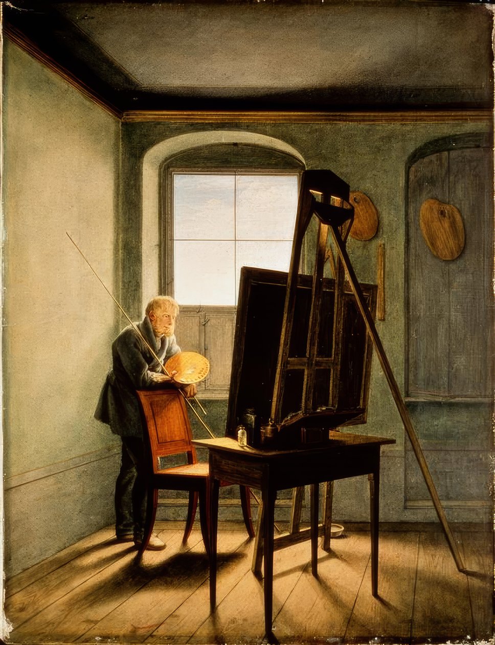 卡斯珀·大卫·弗里德里希（Caspar David Friedrich）在他的工作室 作者 格奥尔格·弗里德里希·克斯廷