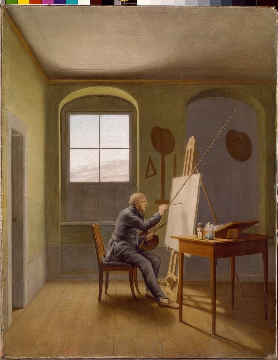 卡斯珀·大卫·弗里德里希（Caspar David Friedrich）在他的工作室 作者 格奥尔格·弗里德里希·克斯廷