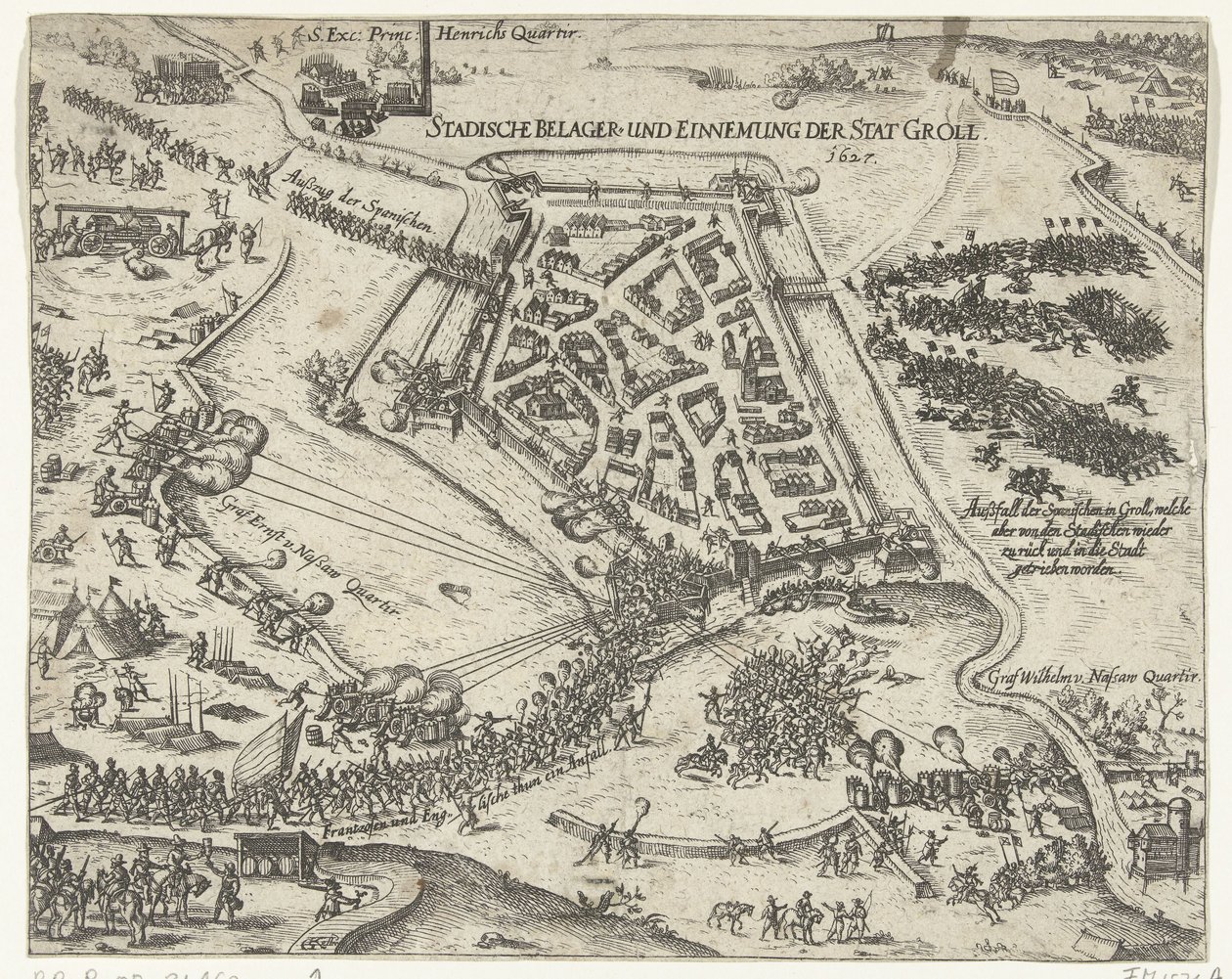 格罗尔之围》，弗雷德里克-亨利，1627 年
Stadische belager- und einnemung der stat Groll.1627（标题见实物） 作者 乔治·凯勒