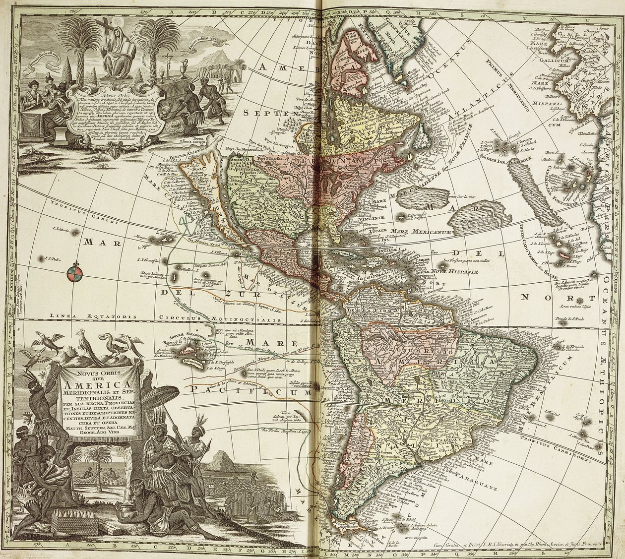 美洲地图，1744年 作者 乔治·马修·塞特