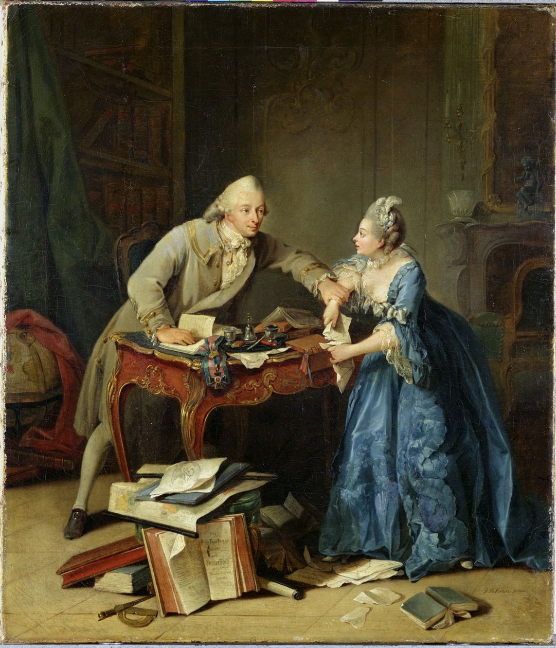 在科学与家庭之间，大约1775年 作者 乔治·梅尔基奥·克劳斯（Georg Melchior Kraus）