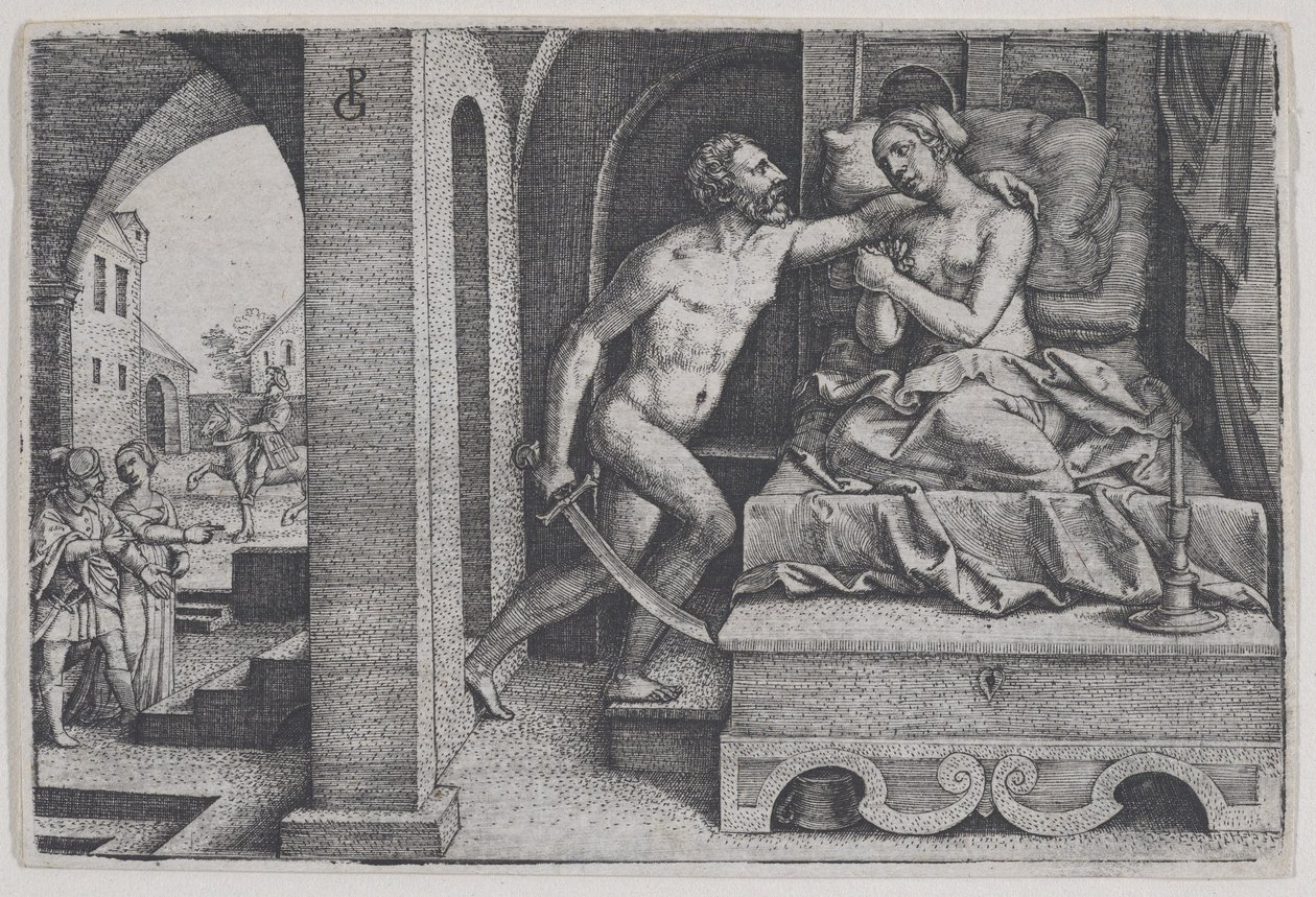 Tarquinius强奸Lucretia，出自《罗马历史场景》。 作者 乔治·彭茨