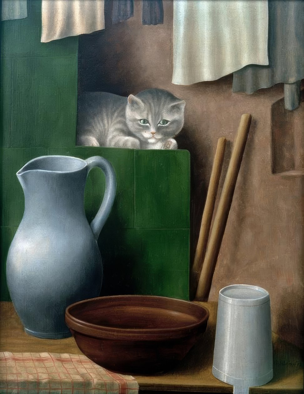 静物与猫（烤箱角） 作者 乔治·施林普夫
