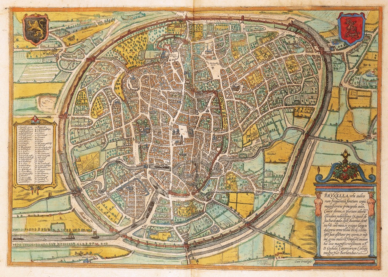 布鲁塞尔地图来自Georg Braun的Civitates Orbis Terrarum。 作者 弗兰斯