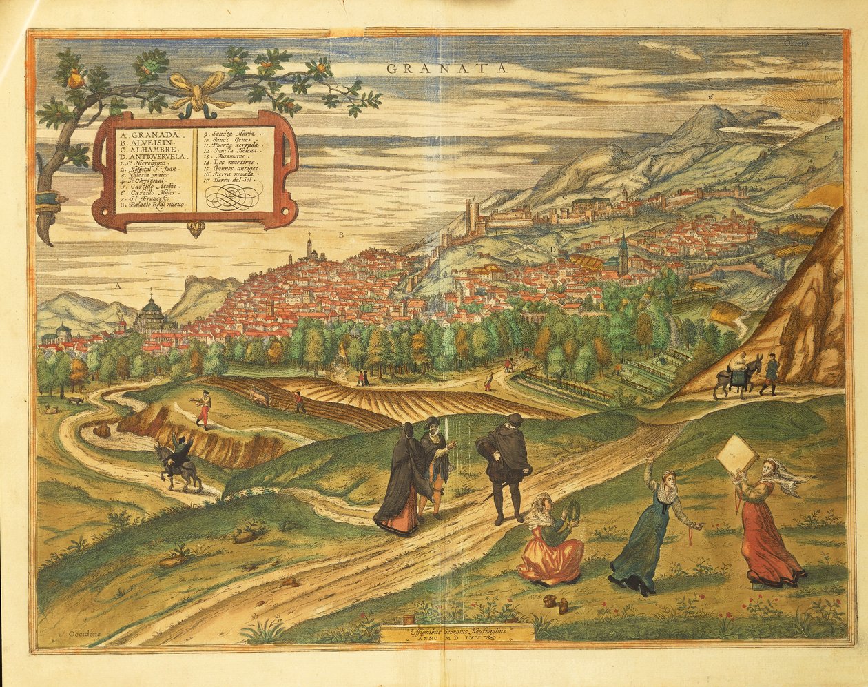 格拉纳达地图，来自Georg Braun的Civitates Orbis Terrarum。 作者 弗兰斯