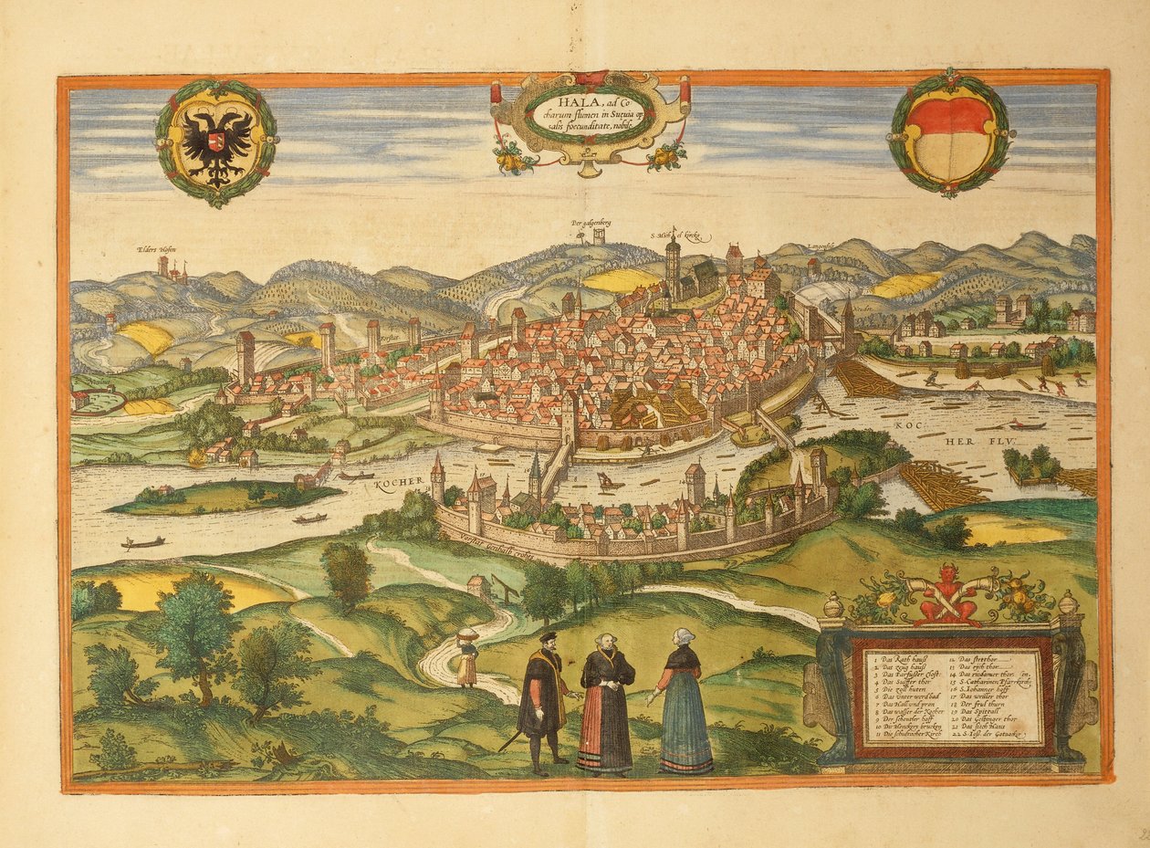 哈雷-德-萨勒地图，来自乔治-布劳恩的Civitates Orbis Terrarum。 作者 弗兰斯