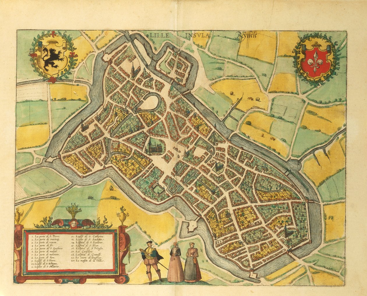 里尔地图来自Georg Braun的Civitates Orbis Terrarum。 作者 弗兰斯