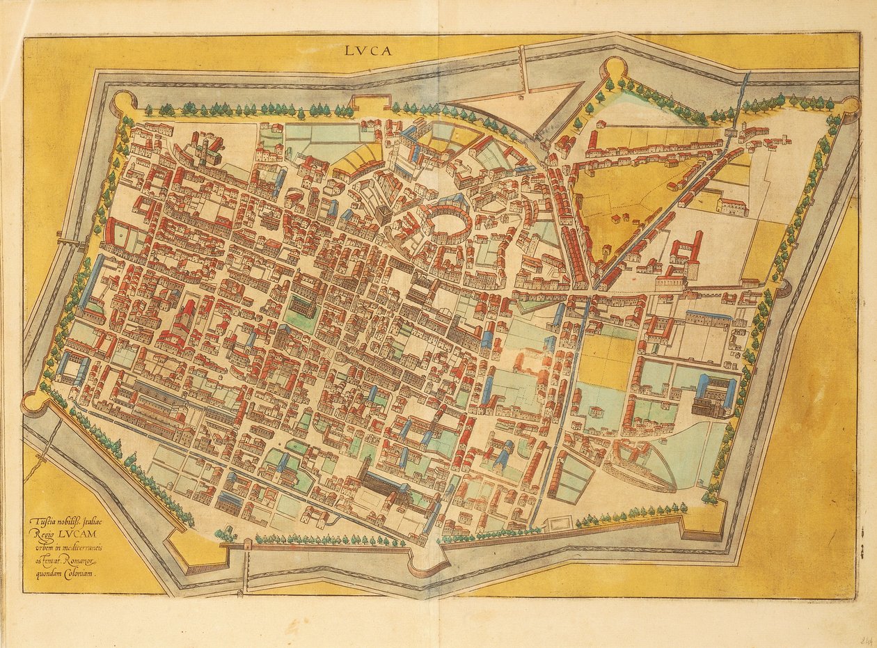 卢卡地图来自Georg Braun的Civitates Orbis Terrarum。 作者 弗兰斯