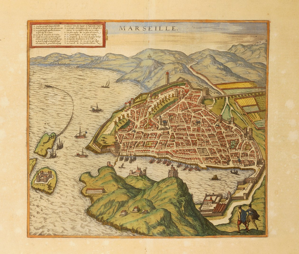 马赛地图来自Georg Braun的Civitates Orbis Terrarum。 作者 弗兰斯