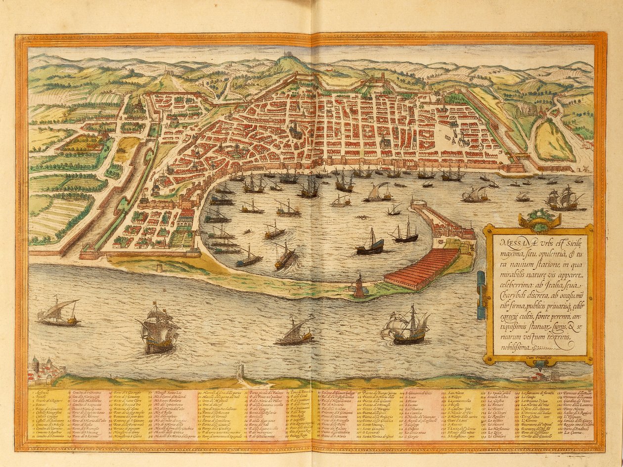 墨西拿地图来自Georg Braun的Civitates Orbis Terrarum。 作者 弗兰斯