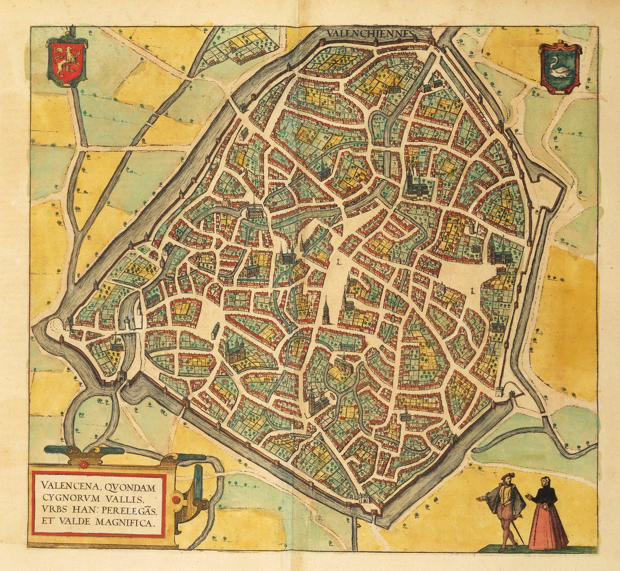 瓦朗谢讷地图来自Georg Braun的Civitates Orbis Terrarum。 作者 弗兰斯