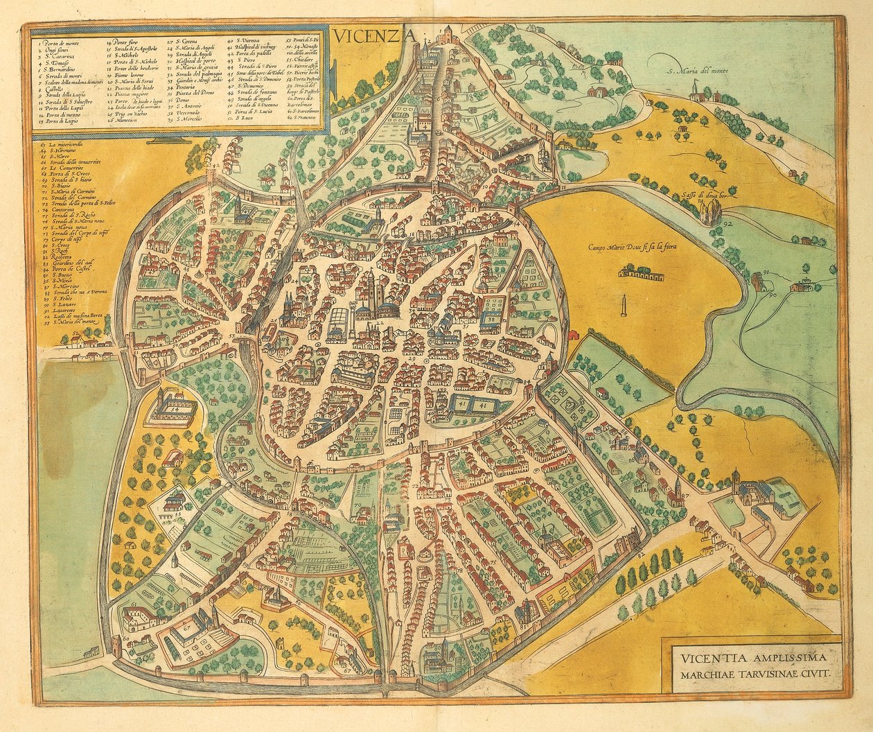 维琴察地图，来自Georg Braun的Civitates Orbis Terrarum。 作者 弗兰斯