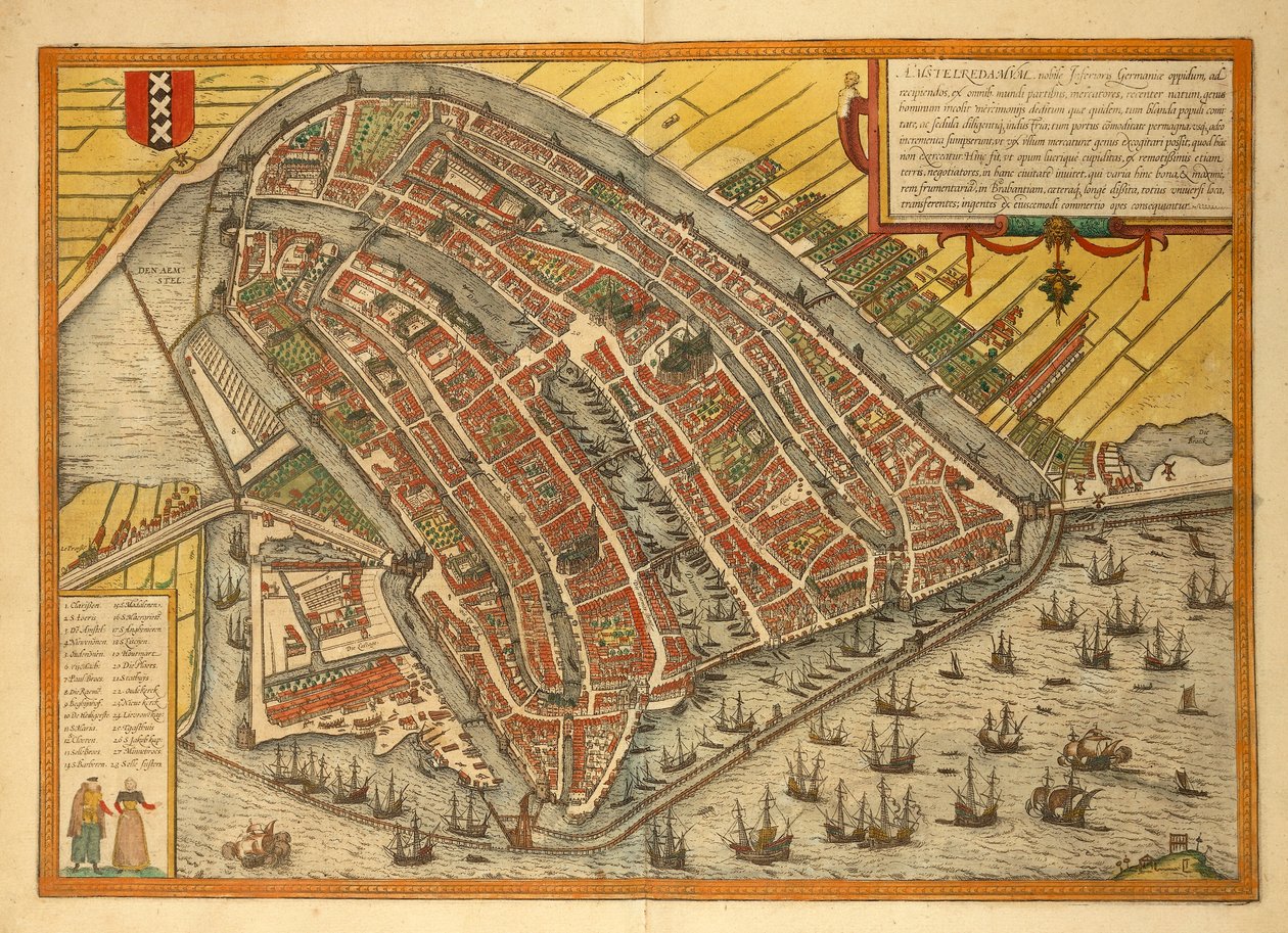 城市地图，来自Georg Braun的Civitates Orbis Terrarum。 作者 弗兰斯