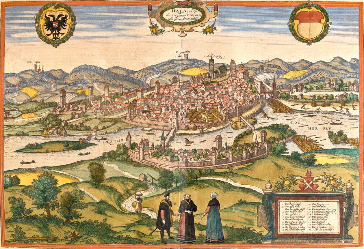 Schwäbisch Hall , 德国 作者 格奥尔格和霍根伯格·弗朗茨 (1535-90) 布劳恩