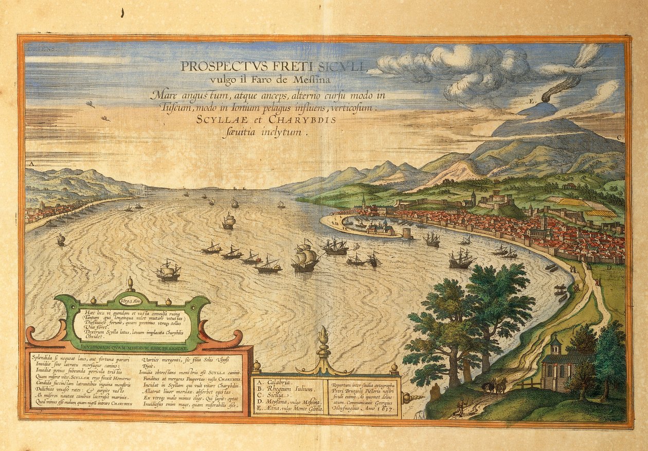 乔治-布劳恩的《Civitates Orbis Terrarum》中的墨西拿海峡 作者 弗兰斯